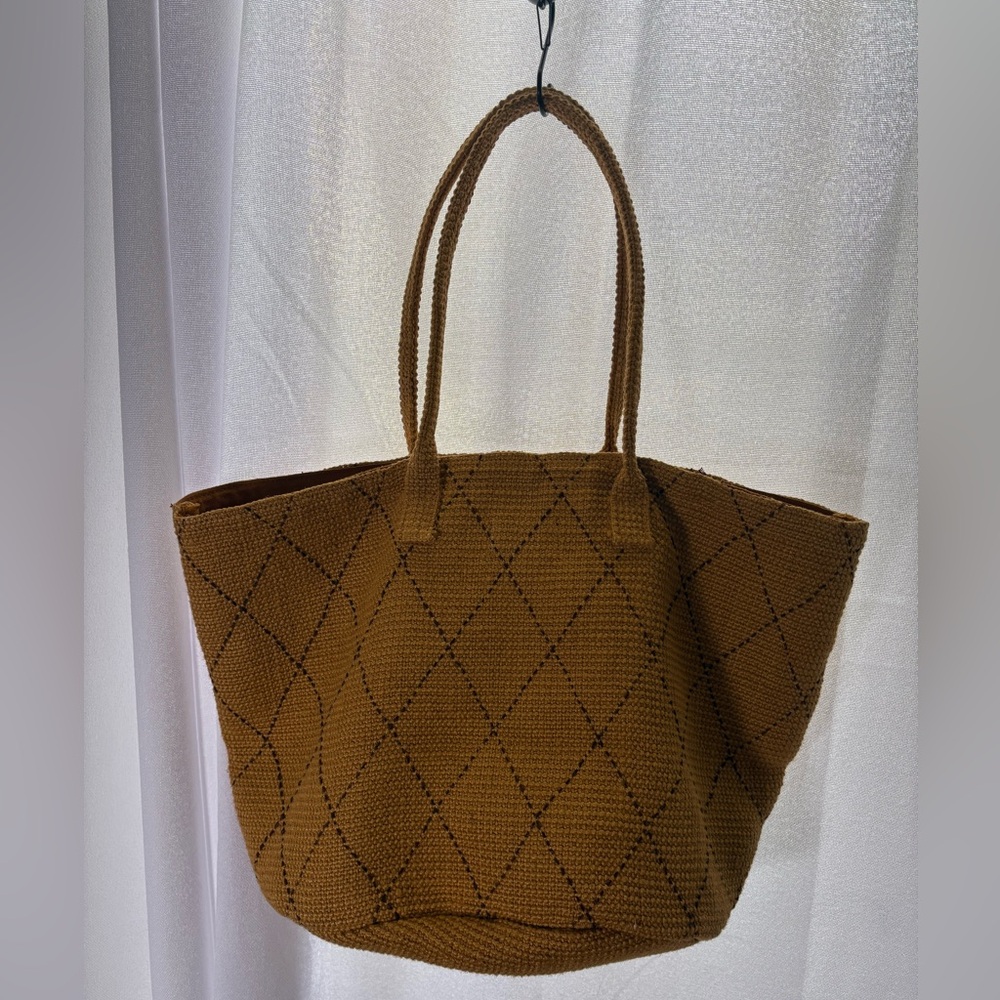 J JILL Sunflower Yellow Textured Tote Bag - Jute material EUC - Picture 2 of 11